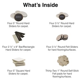 Super Sliders Assorted Reusable Furniture Sliders & Self-Stick Pads for Effortless Moving and Surface Protection, Beige (52), Linen