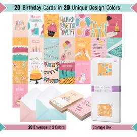 Mr. Pen- Assorted Birthday Cards with Envelopes, 20 Pack, 4 x 6 Inches, Birthday Cards Pack, Bulk Birthday Cards, Birthday Card Pack, Box of Birthday Cards, Greeting Cards Birthday