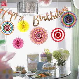 Pack of 6 Party Decoration Paper Fans, Decorative Paper Hanging Fans, Hanging Decorative Paper Fans Fans for Party, Wedding, Celebration, Baby Shower, Birthday, Festival, Christmas, Event, Carnival,