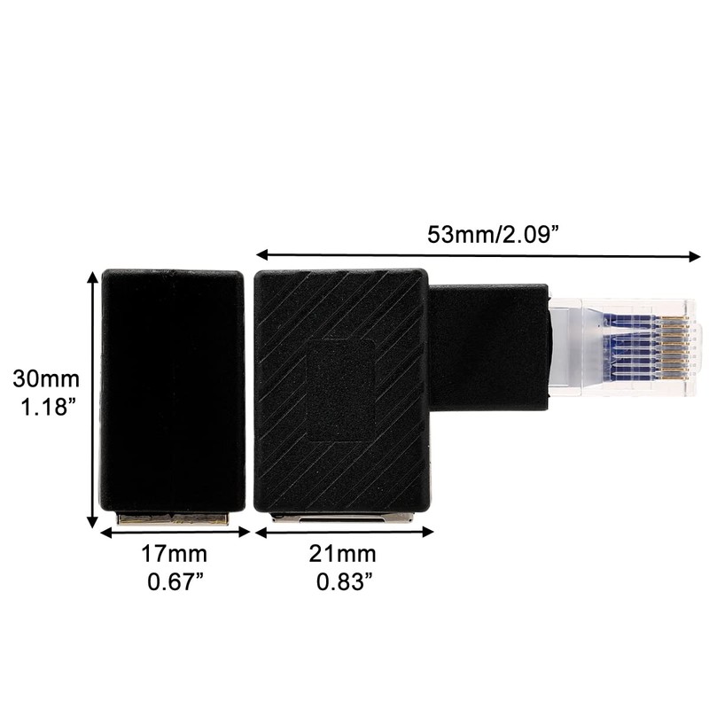 Greluma 2PCS 90 Degree Ethernet Adapter Left Right Angled RJ45