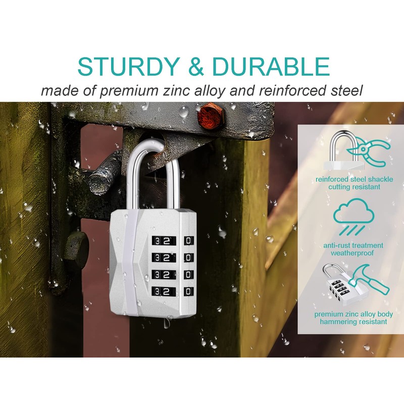 ZHEGE Locker Padlocks with Code, 4 Digit Combination Padlock for