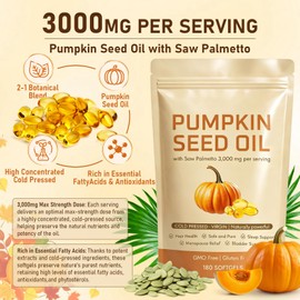 Pumpkin Seed Oil with Saw Palmetto,Daily Wellness Support, 180 Softgels