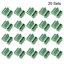sourcing map 4-Pin 5.08mm Pitch Right Angle PCB Screw Terminal Block Connector 20 Sets