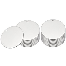 PATIKIL 20 Pcs 1 Inch Round Metal Stamping Blanks, Stainless Steel Silvery Blank Tags with Hole for Metal Stamping Tag, Jewelry Making, Engraving