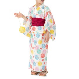 chil2 Children's Yukata Set, Separate Girls, Sundress, Kids' Baby Clothes, 3-piece Set, Dress, Dress, 35.4, 39.4, 43.4, 59.2, 59.2, 55.1, 59.1, 59.1, 59.1 inches (90, 100, 110, 120, 130, 140, 150 cm