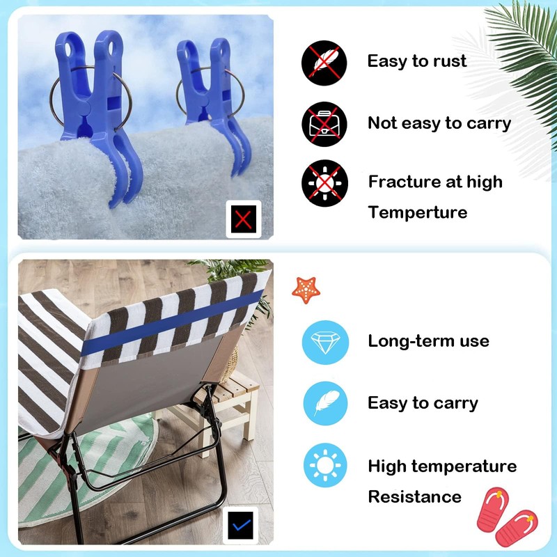 growell Towel Bands (6 Pack) - Stretch Beach Towel Clips