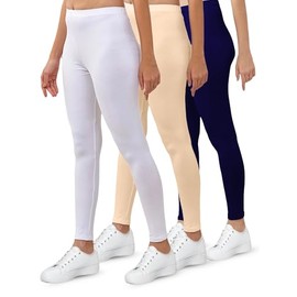 Lyra Women's Cotton Ankle Length Leggings | Elastic Waistband Soft Stretchable Everyday Wear | Pack of 3