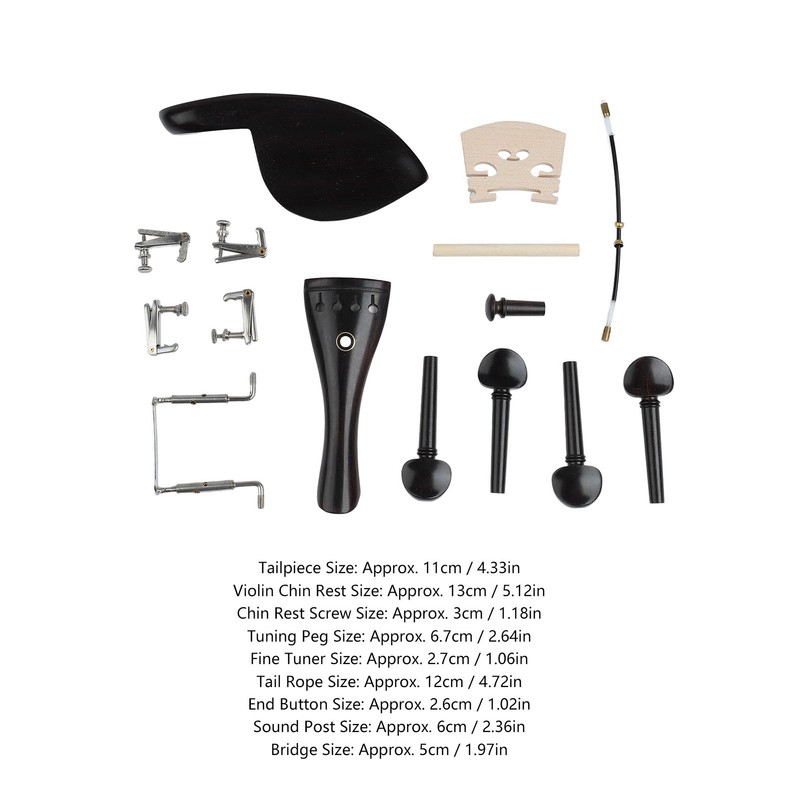 15Pcs Violin Accessory Tailpiece Chin Rest Tuning Peg Fine Tuner