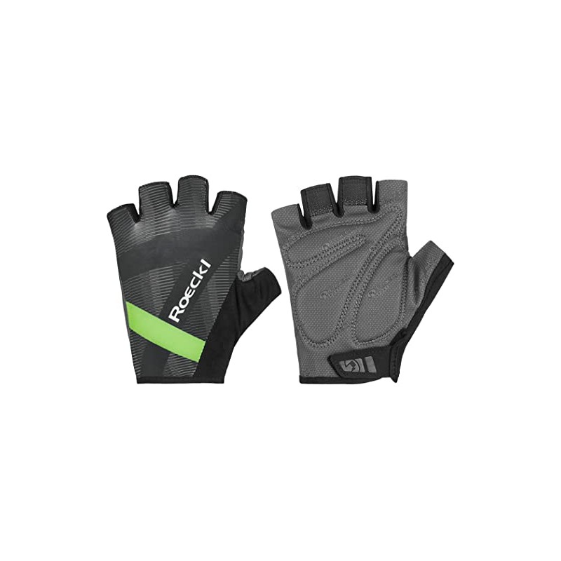Roeckl Busano Cycling Gloves Short Black/Green 2023: Size: 7.5