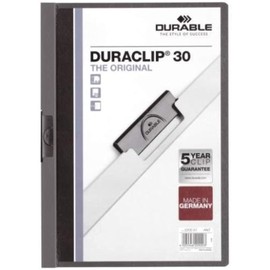 DURACLIP 30 A4 Clip Folder | Holds Up-to 30 Sheets of A4 Paper | Robust Metal Sprung Clip | Anthracite Grey Coloured Files