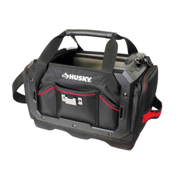 Husky Stack Tool Tote 16" Padded Handle, Zippered Top Heavy-Duty
