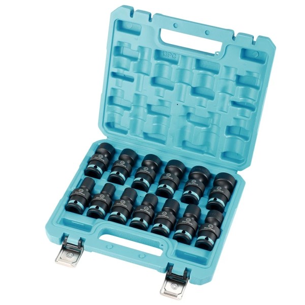 DURATECH 13PC 1/2" Impact Swivel Socket Set 10-24mm Shallow Wobble