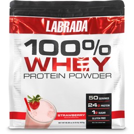 Labrada Nutrition 100% Whey Protein Powder, Strawberry, 4.13 lb