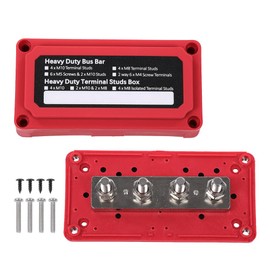 CROSSDESIGN Red Heavy Duty 4 Way Bus Bar/Power Nylon/Fiberglass Distribution Box I Type Screw 300A 48V DC