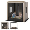 HONEY JOY Kids Sandbox with Canopy, Fir Wood Sand Pit