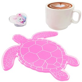 Cute Acrylic Pink Sea Turtle Cup Coaster – Drink Holder for Home & Office Decor, Desk Accessory, Jewelry Tray, Tabletop Protection, for Women (Housewarming, Birthday, Christmas)