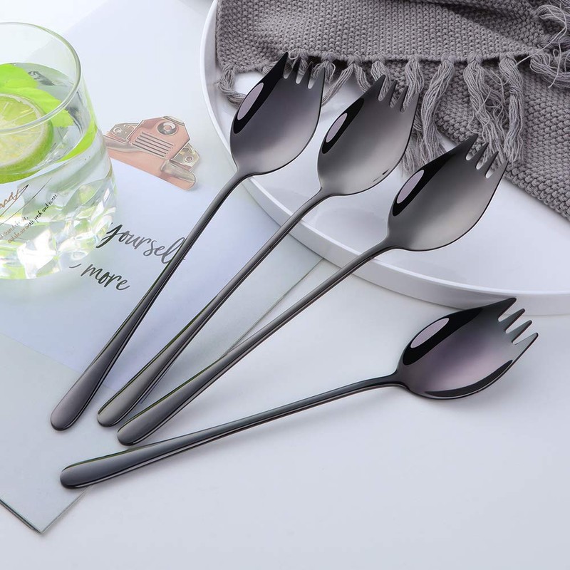 8.5-inch Wide Stainless Steel Spoons Forks for Fruit, Salad Noodle
