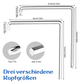 Rohqipmk 2 Piece Window Adjustment Tool Set, Torx 15, Hexagonal 4 mm and Ball Head 4 mm for Versatile Adjustment of Window Fittings, Window Mounting Tool