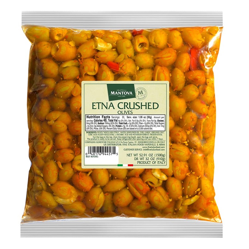 Mantova Etna Crushed Olives in a Spicy Brine with Chili,