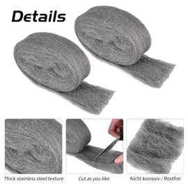 JSMTKJ 4 Rolls Steel Wool Against Mice Polishing Steel Wool Stainless Steel Grade 0000 Steel Wool Fine Reusable for Holes Wall Cracks of Home, Garden, Cleaning and Polishing