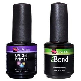 Cacee Nail Primer Duo Set for Acrylic Nails, UV Gel Primer & Pro Bond 0.5 oz, Low Odor, Polish for UV/LED, Use Color Gel Polish & Acrylics, Protect & Strengthen
