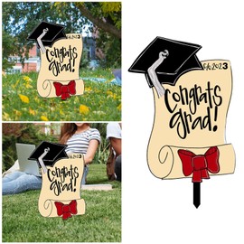 Graduation Season Waterproof Outdoor Lawn Yard Sign Yard Decor Graduation Season Party Yard Signs Sign Balcony (Yellow, One Size)