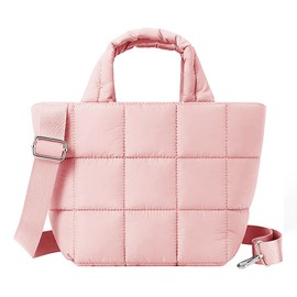Lushandy Mini Tote Bag, Small Puffer Tote Bag Quilted Nylon Crossbody Bags for Women Puffy Crossbody Purse Soft Shoulder Bag