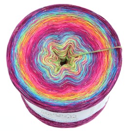 Colour Gradient Yarn, Bobbel Wool with Glitter, Choice of Sizes, Knitting Wool, Crochet, 4-Ply (Multicoloured Glitter + Thread, Neon Pink Fireworks, 400 g/1520 m, 4 Pieces)
