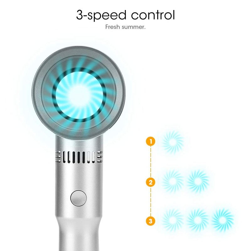 GOWENIC Mini Handheld Bladeless Fan, Portable USB 2000mAh Battery 10h