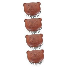 TOVINANNA 4pcs Multi-function Wooden Scalp Massage Comb Bear Shaped Hair Comb for Scalp Care Circulation and Dandruff Removal for Personal Use and Barber Shops