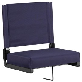 Flash Furniture Grandstand Comfort Seats by Flash - Navy Stadium Chair - 500 lb. Rated Folding Chair - Carry Handle - Ultra-Padded Seat