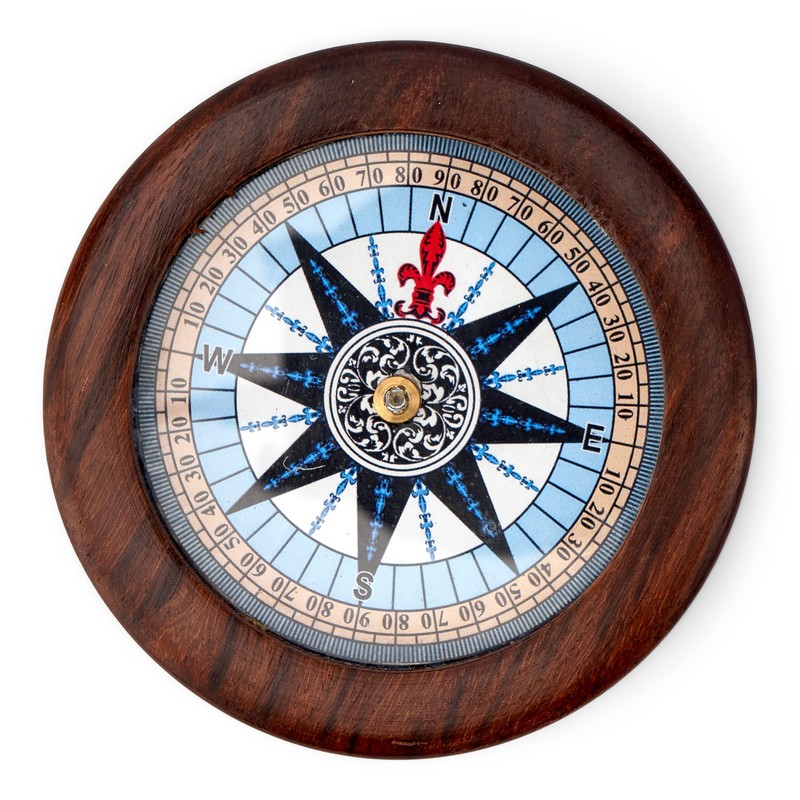 NKlaus Maritime 11667 Compass 8.5 cm Natural Wood with Glass