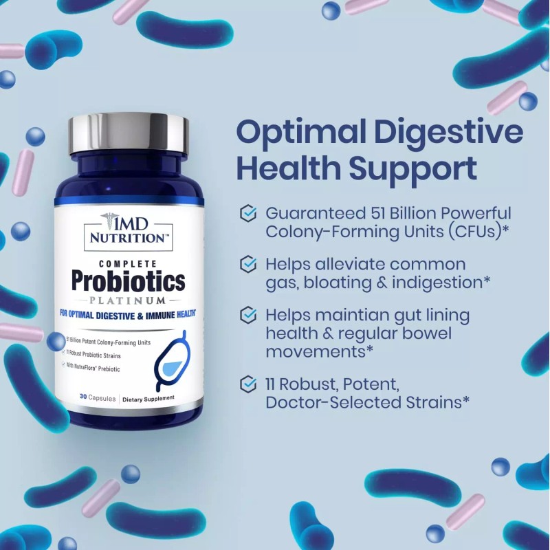 1MD Nutrition Complete Probiotics Platinum - w/Prebiotics and Probiotics for