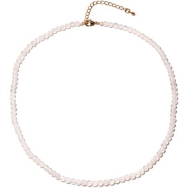 Lightock Simple 4mm Gemstones and Crystals Beaded Necklace Adjustable Choker Necklaces for Women Gifts (White Agate)