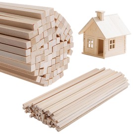 JIAYUET 100 PCS 300 x 6 x 6mm Square Wood Strips, Wooden Dowel Sticks for DIY Craft Art