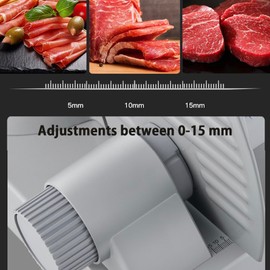 Meat Slicer, Electric Food Cutter, Jerky Bread Slicer 1-15 mm Adjustable Thickness 2 Removable Stainless Steel Blades Food Tray, Meat Processing Equipment