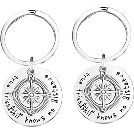 Best Friend Friendship Keyring True Friendship Knows No Distance Keychain Long Distance Relationship Gifts Friendship Gift Best Friend Gifts Birthday Christmas, silver