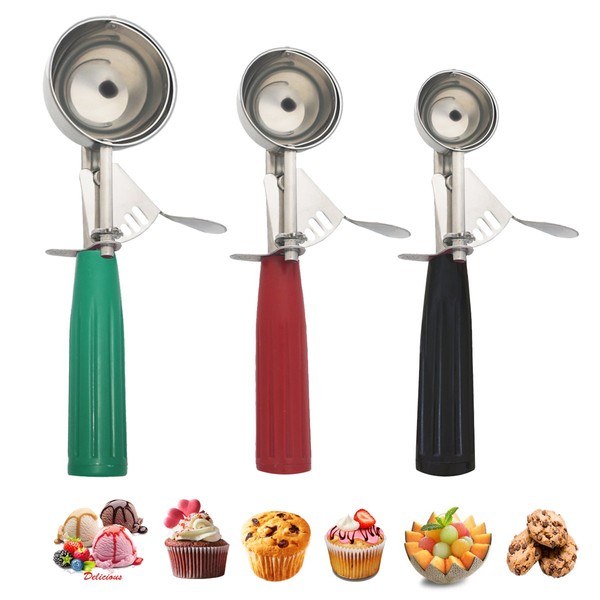 Saebye Cookie Scoop Set, Ice Cream Scoop Set, Multiple Size Large-Medium-Small Size Disher, Professional 18/8 Stainless Steel Cupcake Scoop