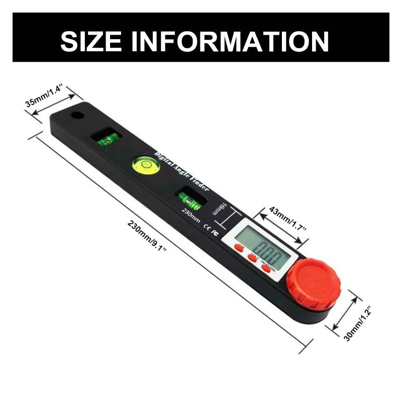 NORTOOLS Digital Angle Finder Protractor,7inch 0-360 degree LCD Digital Protractfor