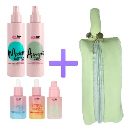 Kit Skincare Rutina Facial Pink Up 5pzas + Cosmetiquera Verd