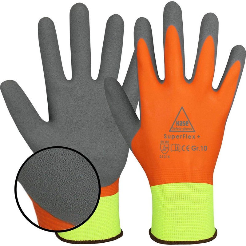 10 Pairs Hase Safety Gloves Superflex+ Latex Work Gloves Waterproof