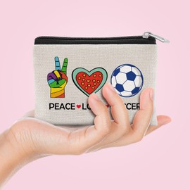 Soccer Lover Gift Coin Purse Soccer Team Presents for Players Fans Graduation Gifts for Daughter Valentines Day Present for Friend BFF Christmas Birthday Gift Sport Accessories Zipper Change Pouch