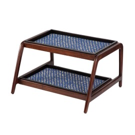 Anji Mountain 2-Tier Solid Wood Boot/Shoe Stand with Natural Rubber tray and coir insert, Fits 4 Pair (26.5"x22"x 15"), Brown