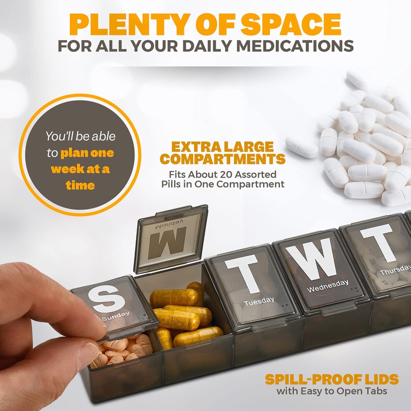 Weekly Pill Organizer - (Pack of 2) Extra Large Vitamin