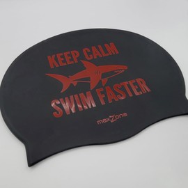 maxzone Faster Wide Big Size Silicone Swim Cap Swimming Cap Waterproof Made in Korea[W9.84 x L7.48 x Front Width 8.07(inch)] Black