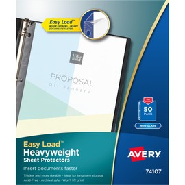 Avery Nonglare Heavyweight Sheet Protectors, Box of 50 (74107)
