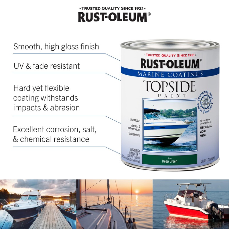 Rust-Oleum 206999-4PK Marine Coatings Topside Paint, Quart, White, 4 Pack
