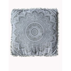 Large Round seat Floor Cushion Chair Ottoman Cover Pouf Pillow Meditation Floor Cushions for Adults Seating pouffe Ottoman Throw Covers Craft Room Furniture for Sitting Cover (Silver, 24" Square)