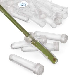 Royal Imports Floral Water Tubes with Caps – 3" Clear Plastic Flower Vials for Single Stem Roses, Buds, Bouquets – Standard Style, 1/2" Opening – 100 Pack