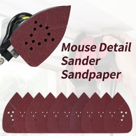 100 PCS Mouse Sanding Pads 12 Holes Mouse Detail Sander Sandpaper Aluminum Oxide Sanding Sheets for Wood, Metal, and Plastic 180 Grit